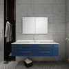 Fresca Lucera 60" Royal Blue Wall Hung Modern Bathroom Cabinet W/ Top & Single Undermount Sink - FCB6160RBL-UNS-CWH-U