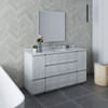 Fresca Formosa 60" Floor Standing Single Sink Modern Bathroom Vanity W/ Mirror In Rustic White - FVN31-123612RWH-FC