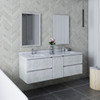 Fresca Formosa 60" Wall Hung Double Sink Modern Bathroom Vanity W/ Mirrors In Rustic White - FVN31-241224RWH