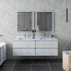 Fresca Formosa 60" Wall Hung Double Sink Modern Bathroom Vanity W/ Mirrors In Rustic White - FVN31-3030RWH