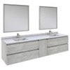 Fresca Formosa 84" Wall Hung Double Sink Modern Bathroom Vanity W/ Mirrors In Ash - FVN31-361236ASH