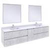 Fresca Formosa 84" Wall Hung Double Sink Modern Bathroom Vanity W/ Mirrors In Rustic White - FVN31-361236RWH