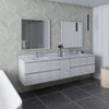 Fresca Formosa 84" Wall Hung Double Sink Modern Bathroom Vanity W/ Mirrors In Rustic White - FVN31-361236RWH