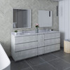 Fresca Formosa 84" Floor Standing Double Sink Modern Bathroom Vanity W/ Mirrors In Rustic White - FVN31-361236RWH-FC