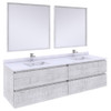 Fresca Formosa 72" Wall Hung Double Sink Modern Bathroom Vanity W/ Mirrors In Rustic White - FVN31-3636RWH