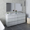 Fresca Formosa 72" Floor Standing Double Sink Modern Bathroom Vanity W/ Mirrors In Rustic White - FVN31-3636RWH-FC