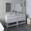 Fresca Formosa 72" Floor Standing Double Sink Modern Bathroom Vanity W/ Open Bottom & Mirrors In Rustic White - FVN31-3636RWH-FS