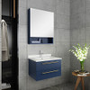 Fresca Lucera 24" Royal Blue Wall Hung Undermount Sink Modern Bathroom Vanity W/ Medicine Cabinet - FVN6124RBL-UNS