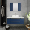 Fresca Lucera 42" Royal Blue Wall Hung Vessel Sink Modern Bathroom Vanity W/ Medicine Cabinet - FVN6142RBL-VSL