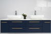 Fresca Lucera 60" Royal Blue Wall Hung Double Vessel Sink Modern Bathroom Vanity W/ Medicine Cabinets - FVN6160RBL-VSL-D