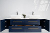Fresca Lucera 60" Royal Blue Wall Hung Double Vessel Sink Modern Bathroom Vanity W/ Medicine Cabinets - FVN6160RBL-VSL-D