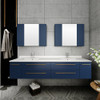 Fresca Lucera 72" Royal Blue Wall Hung Double Undermount Sink Modern Bathroom Vanity W/ Medicine Cabinets - FVN6172RBL-UNS-D