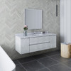 Fresca Formosa 60" Wall Hung Single Sink Modern Bathroom Vanity W/ Mirror In Rustic White - FVN31-123612RWH
