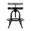 Round Adjustable-height Stool - Industrial Style - Black