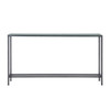 Darrin Narrow Long Console Table W/ Mirrored Top – Gunmetal Gray