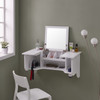 Wall Mount Ledge W/ Vanity Mirror - Transitional Style - White