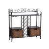 Celtic Bakers Rack W/ Wine Storage - Gunmetal Gray