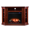 Claremont Electric Corner Touch Screen Fireplace W/ Storage – Brown Mahogany