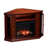 Claremont Electric Corner Touch Screen Fireplace W/ Storage – Brown Mahogany