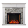 Bondale Smart Electric Fireplace W/ Faux Stone Surround