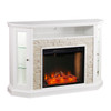 Redden Corner Convertible Smart Fireplace W/ Storage – White