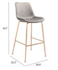 Tony Bar Chair Gray & Gold