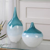 Uttermost Carla Teal White Vases, S/2