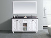Odyssey - 60 - White Cabinet + Black Wood Marble Countertop