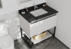 Alto 36 - White Cabinet + Black Wood Marble Countertop