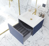 Vitri 24 - Nautical Blue Cabinet + Matte White Viva Stone Solid Surface Countertop