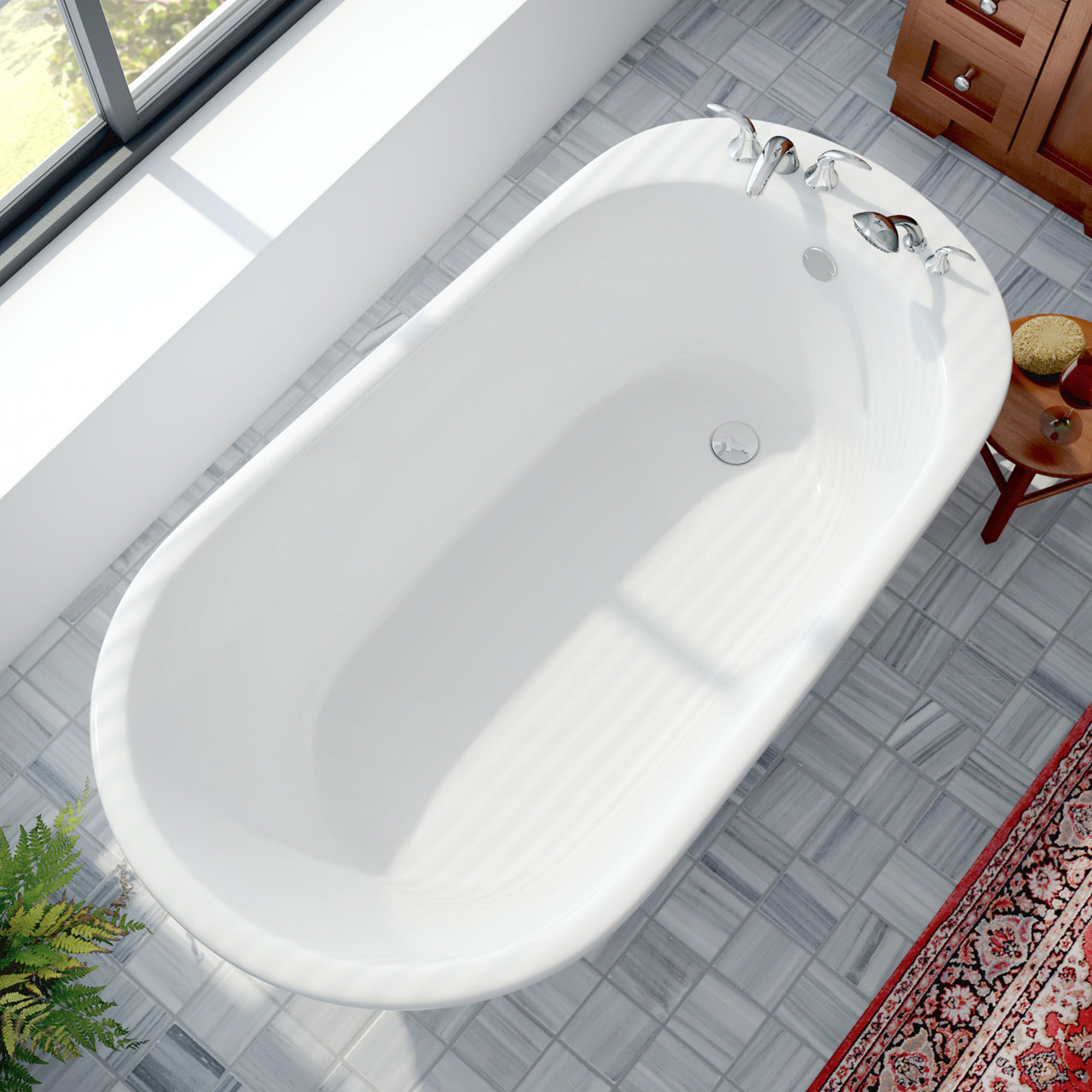 Caspian 60 in. W x 32 in. D Acrylic Freestanding Bathtub in White - DreamLine BTCA6032WFXXC00