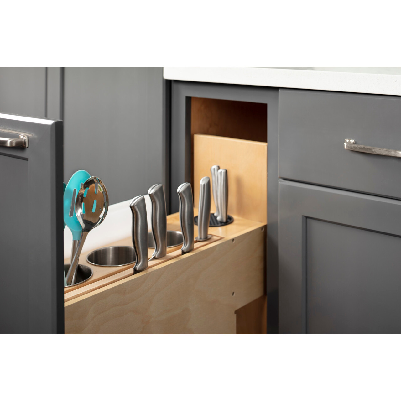 No Wiggle Utensil Bin Soft-close Base Cabinet Pullout