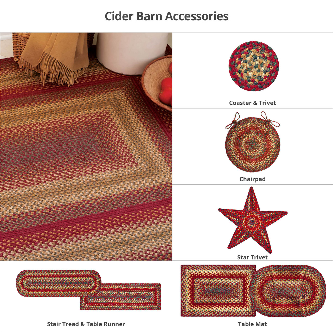Homespice Decor Cider Barn Red Braided Area Rugs