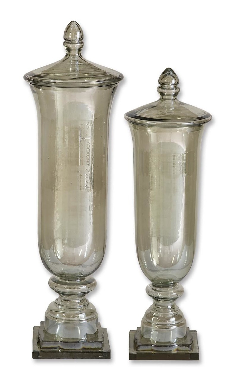 Uttermost Gilli Glass Decorative Containers, Set/2 in Canisters, Jars, Urns  at StudioLX