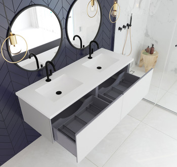 Vitri 60 - Cloud White Double Sink Cabinet