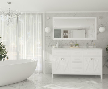 Wimbledon - 60 - White Cabinet + White Carrara Marble Countertop