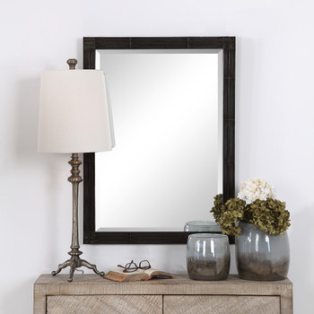 Uttermost Gower Aged Black Vanity Mirror