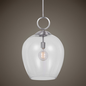 Uttermost Calix Nickel 1 Light Glass Pendant