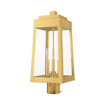 Livex Lighting 3 Lt Satin Brass Outdoor Post Top Lantern - 20856-12