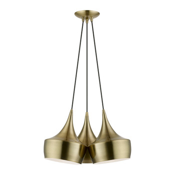 Livex Lighting 3 Light Antique Brass Cluster Pendant - 40993-01