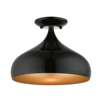 Livex Lighting 1 Light Shiny Black Semi-flush Mount - 41050-68
