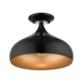 Livex Lighting 1 Light Shiny Black Semi-flush Mount - 41050-68