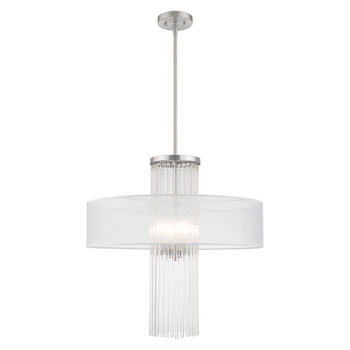 Livex Lighting 4 Lt Brushed Nickel Pendant Chandelier - 41142-91