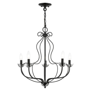 Livex Lighting 5 Light Shiny Black Chandelier - 42905-68