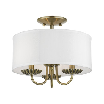 Livex Lighting 3 Light Antique Brass Semi-flush Mount - 42987-01