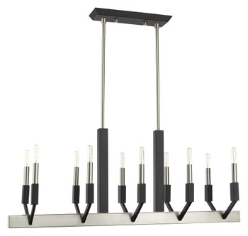 Livex Lighting 10 Lt Brushed Nickel & Black Linear Chandelier - 51168-91