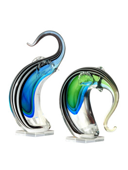 Dale Tiffany 2-piece Deco Elephant Handcrafted Art Glass Figurine