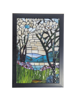 Dale Tiffany Magnolia Iris Mosaic Art Glass Wall Panel - M0003M