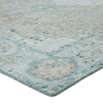 Jaipur Living Alessia KAI02 Border Aqua Hand Knotted - 6'x9' Rectangle Area Rug