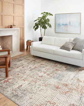 Loloi II Estelle Est-04 Ivory / Multi Power Loomed Area Rugs